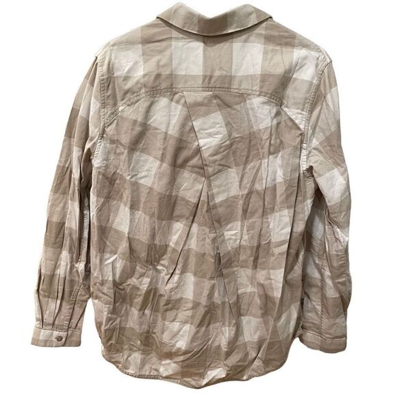 Lululemon Tunic Womens 10 Full Day Ahead Top Tan Flannel Button Up Long Sleeve - Picture 2 of 5